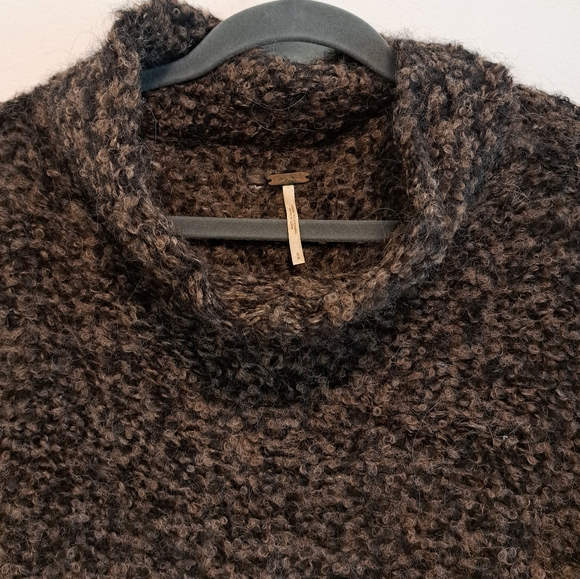 Free People She's All That Turtleneck Sweater Brown Alpaca Oversized Boho Size S - Picture 7 of 12